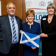 23/01/18 EDINBURGH BLOOD DONOR CENTRE - LAURISTON First Minister Nicola Sturgeon MSP visited the Edinburgh Donor Centre, to thank staff and donors for their efforts during the busy festive season. During the visit she also met with representatives from the Scottish Ahlul Bayt Society, who have been working with the Scottish National Blood Transfusion Service to encourage more people to give blood, especially members of the Muslim community. Ms. Sturgeon said: I am delighted to support the Imam Hussain Blood Drive Campaign. Its important for everyone to consider giving blood if they can, because its quick, safe, easy and can literally save lives. I was pleased to visit the Edinburgh Blood Donor Centre today to thank donors and staff, and to learn more about the valuable role the Scottish Ahlul Bayt Society plays in this campaign, by working to encourage the Muslim community across Edinburgh and the Lothians to give blood. (L to R) Pictured; Shabir Beg (Chairman of SABS), First Minister Nicola Sturgeon and Mary Morgan (Director of Blood Tissue and Cells at SNBTS).